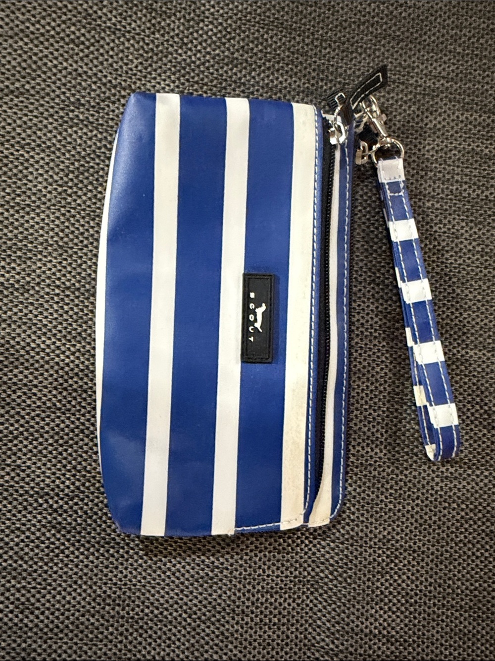 Scout Blue & White Striped Wristlet